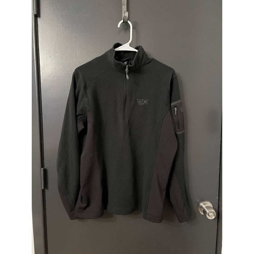 Mountain Hardwear Womens 1/4 Zip Pullover Sz XL Black High Neck Long Sleeve